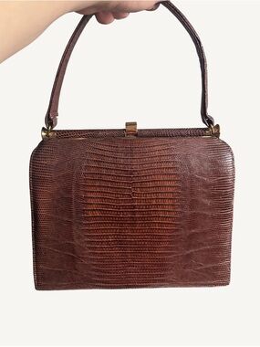1950’s Genuine Lizard Skin Handbag w/ Original Coin Purse & Mirror - Roos/Atkins